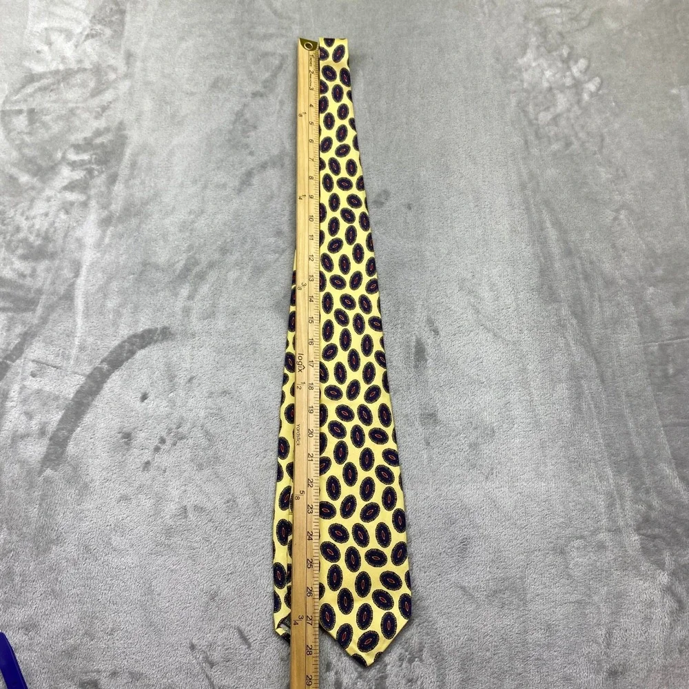 Robert Talbott Best of Class Yellow Silk‎ Medallion Print Mens Necktie USA Made